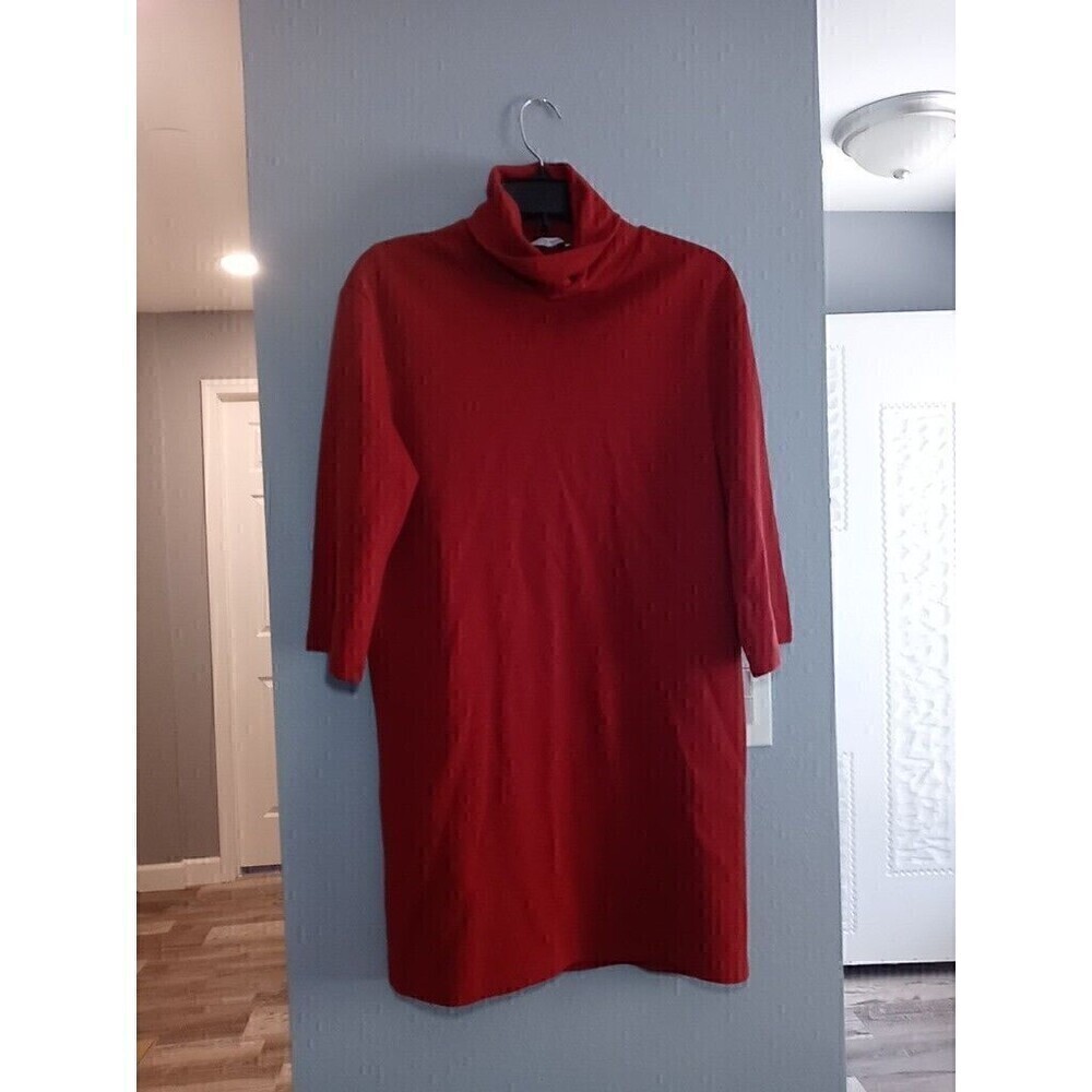 Zara Trafaluc Knit Turtleneck Tunic‎ Dress Sz Small  GUC Slouchy Long Sleeve Red
